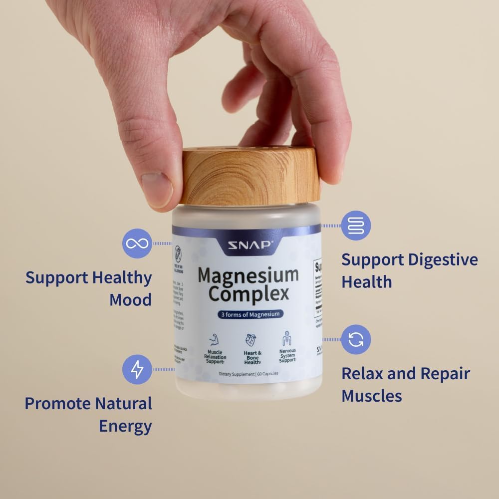 Snap Supplements Triple Magnesium Complex for Sleep & Relaxation - 60 Capsules - image 3