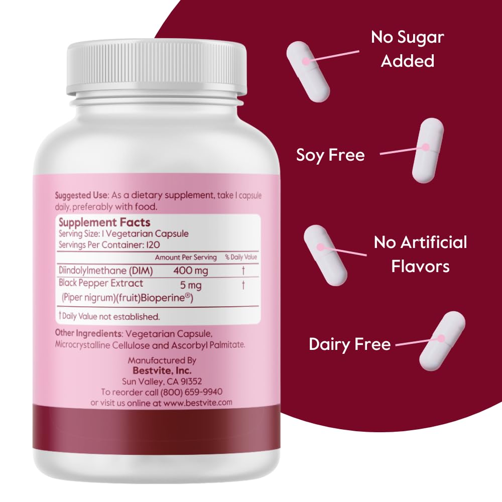 BESTVITE DIM (Diindolylmethane) 400mg with Bioperine