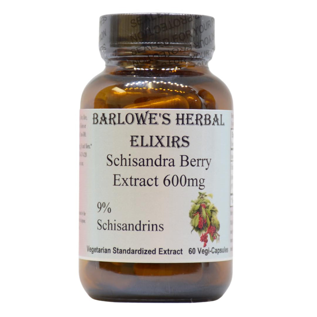 Barlowe's Herbal Elixirs Schisandra Berry Extract 600mg - 60 Vegetarian Capsules