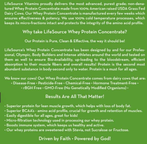 LifeSource Vitamins Grass-Fed Whey Concentrate Chocolate - 3 lb - image 3
