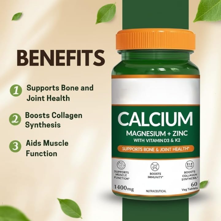 Naturals Calcium Magnesium & Zinc Tablets with Vitamin D3 & K2 - 60 Tablets - image 3