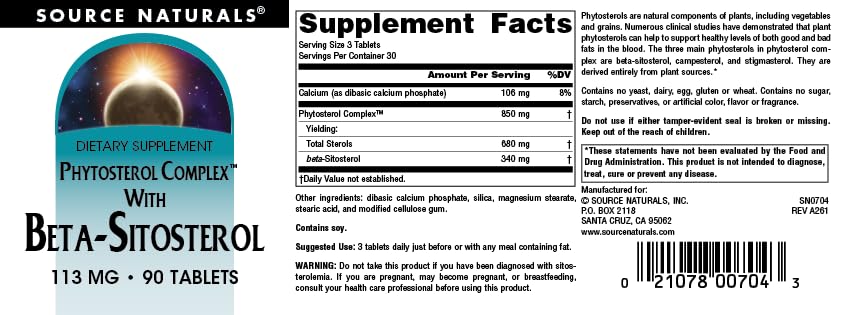 Source Naturals Phytosterol Complex 113 mg - 90 Tablets - image 5