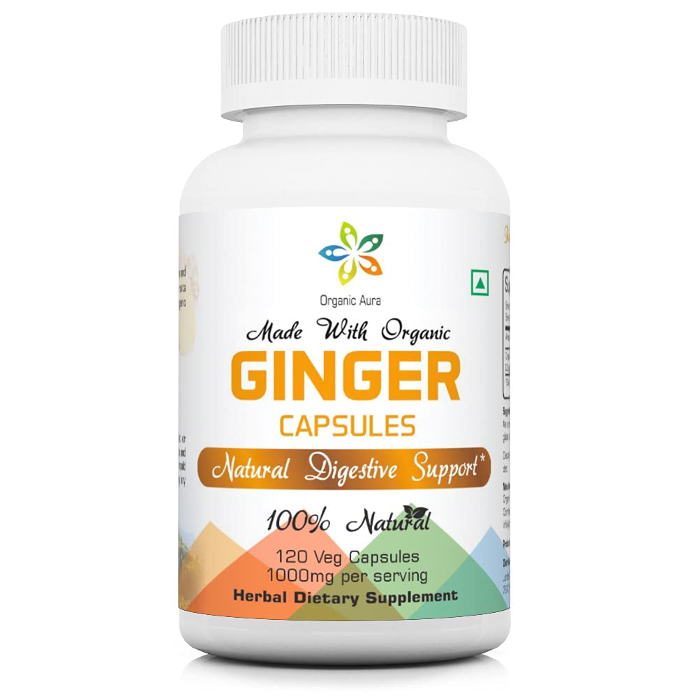 Organic Aura Ginger Capsules - 120 Vegetarian Capsules