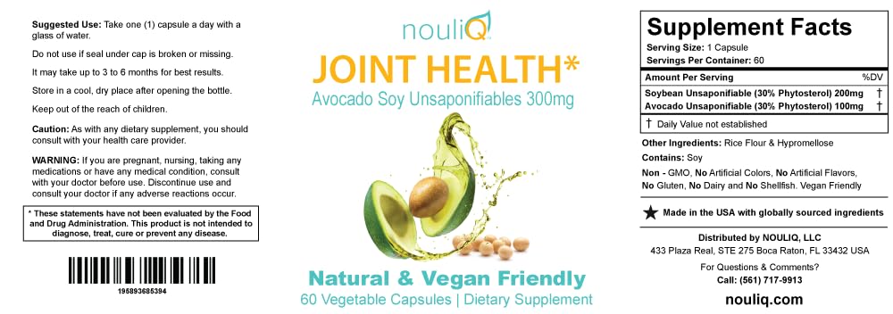 NOULIQ Avocado Soy Unsaponifiables Joint Supplement - 60 Capsules - image 6