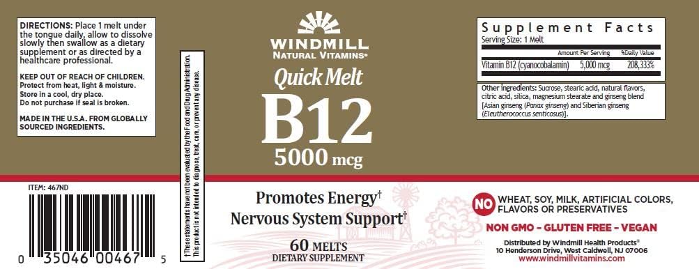 Windmill Vitamin B-12 5000 MCG Quick Melt - 60 Melts - image 2