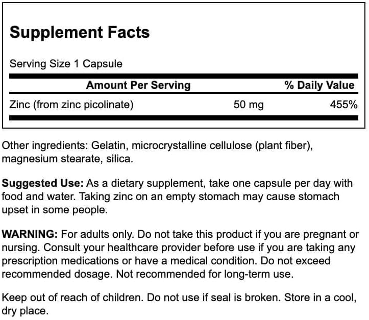 Swanson Extra Strength Zinc Picolinate 50 mg - 60 Softgels - image 2