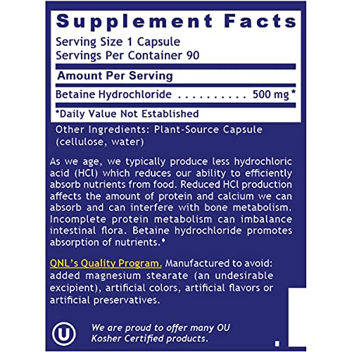 Quantum Nutrition QNL Quantum HCL Betaine HCl Capsules - 180 Count - image 3