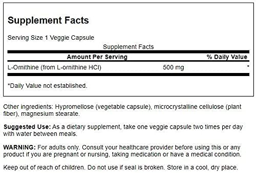 Swanson L-Ornithine Amino Acid 500 mg - 60 Vegetarian Capsules - image 2