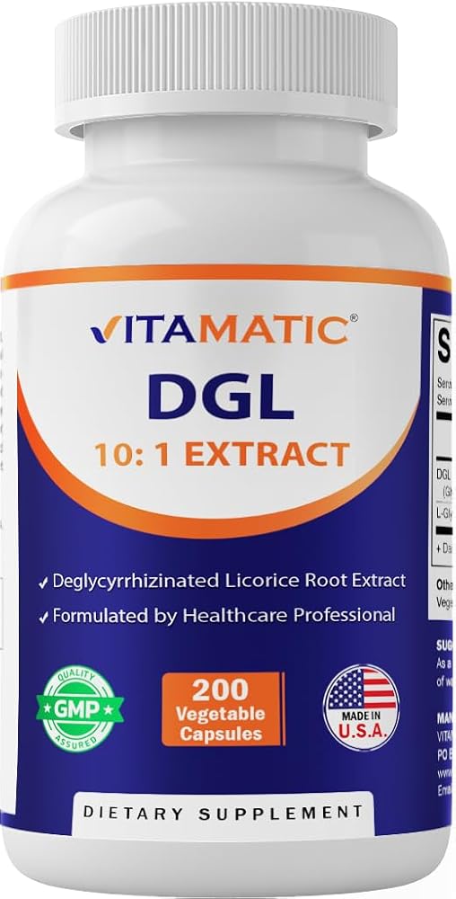 Vitamatic DGL Licorice 10:1 Extract 380mg Supplement - 200 Capsules