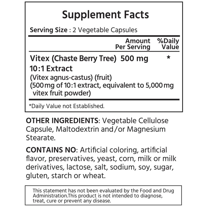 ML Naturals Vitex Berry 500mg - 360 Vegetable Capsules - image 2