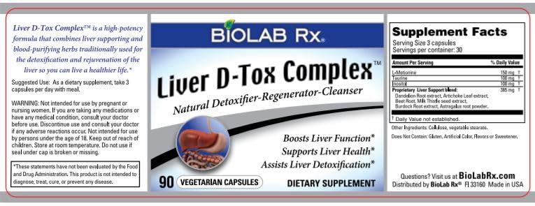 BioLab Rx Liver D-Tox Complex Herbal Formula - 90 Capsules - image 2