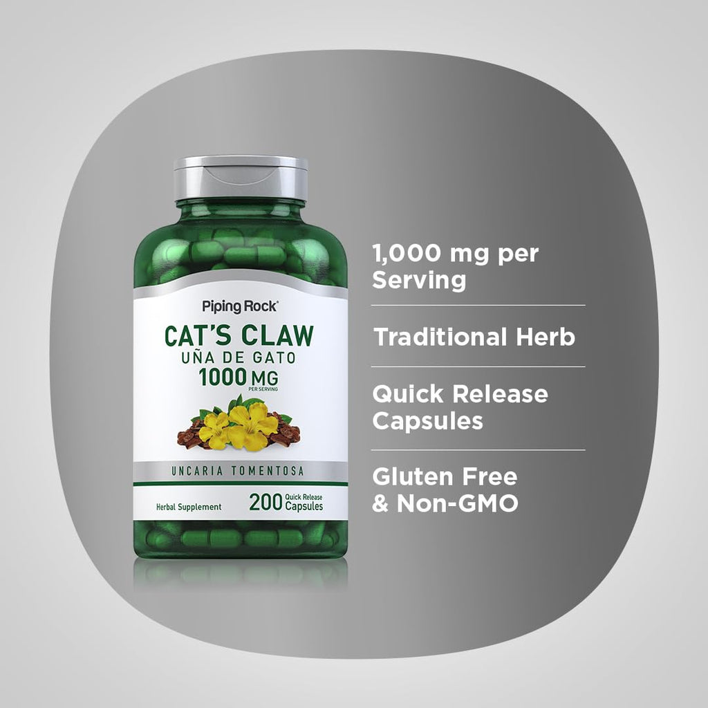 Piping Rock Cat's Claw Herb Supplement 1000mg - 200 Capsules - image 4