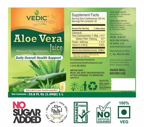 Vedic Aloe Vera Juice for Daily Health Support - 500ml - image 2