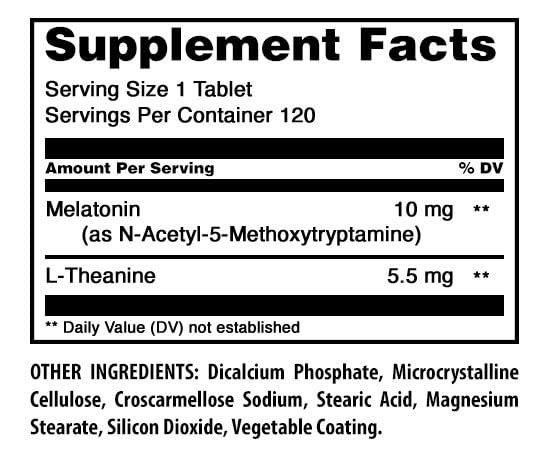 Amazing Formulas Melatonin 10 Mg Plus L-Theanine 5.5 Mg Supplement