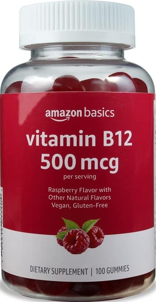 Amazon Basics Vitamin B12 500 mcg Gummies for Energy - 100 Count