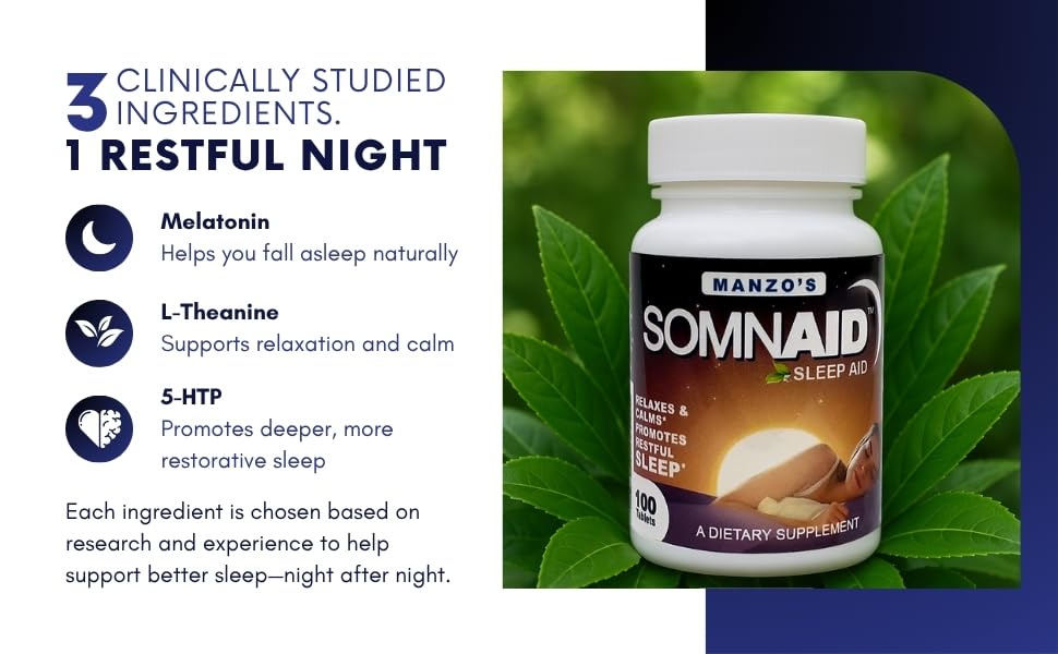 Manzo Pharmaceuticals, LLC Somnaid Natural Nighttime Sleep Aid - 100 Tablets - image 3