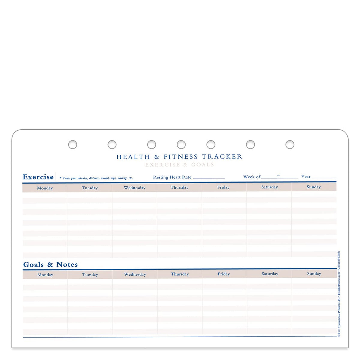 FranklinCovey Health & Fitness Tracker Expansion Pages - 52 Classic - image 5