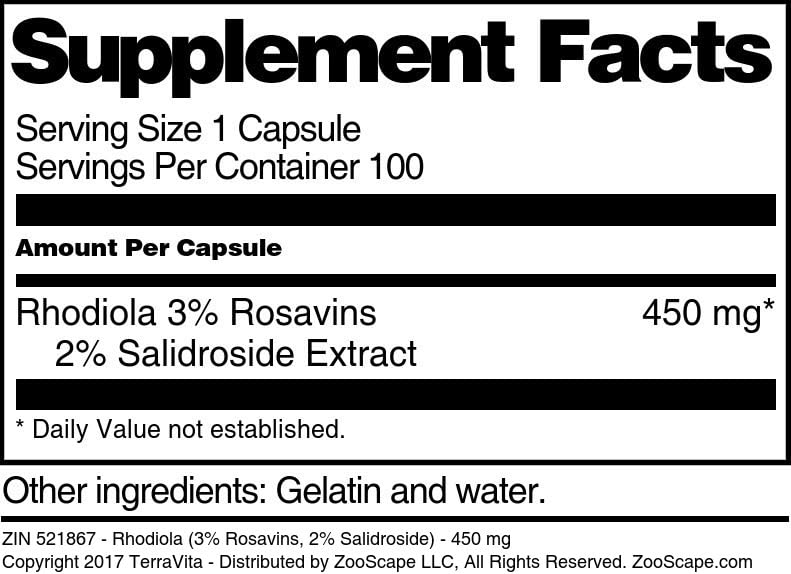 Terravita Rhodiola 450 mg - 300 Capsules - image 3