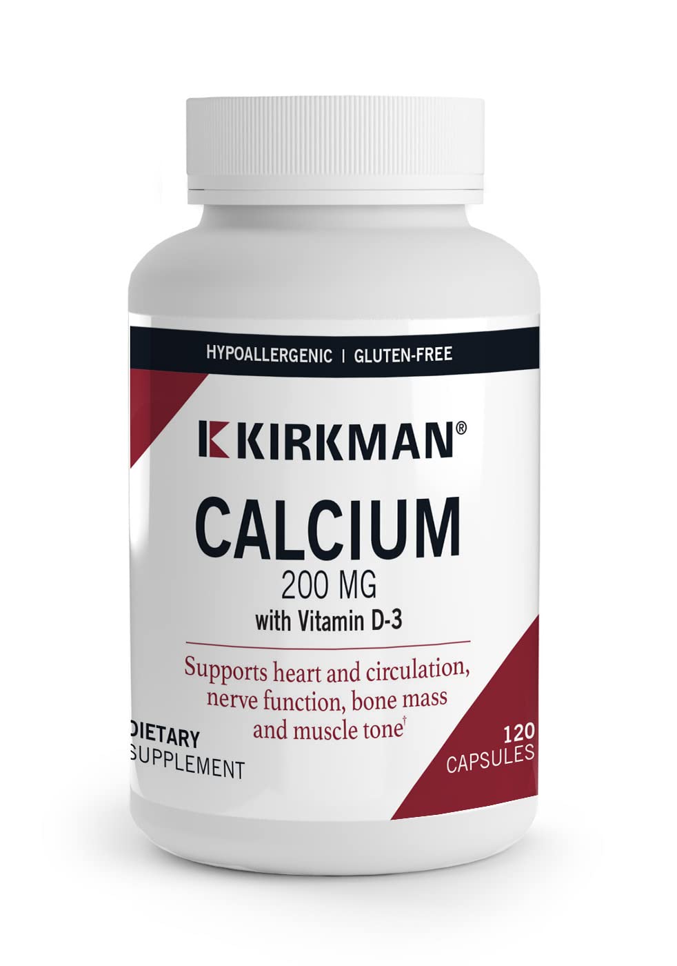 Kirkman Calcium 200 mg with Vitamin D3 - 120 Vegetarian Capsules