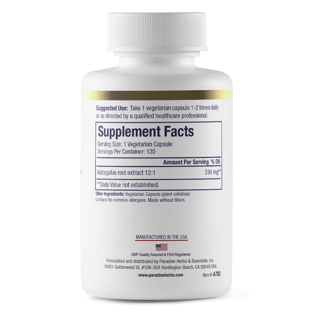 Paradise Herbs Astragalus Extract - 120 Vegetarian Capsules - image 2