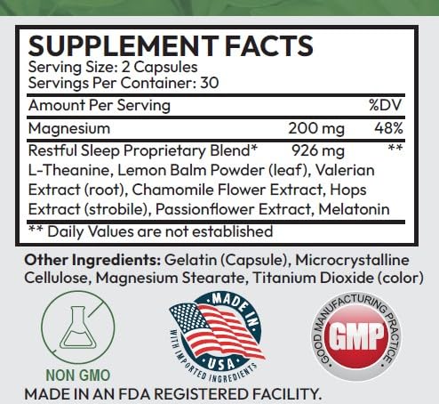 Ground Level Restful Sleep Magnesium Sleep Supplement - 60 Capsules - image 3