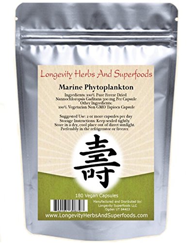 Longevity Herbs Marine Phytoplankton Omega-3 Vegan Capsules - 180 Count