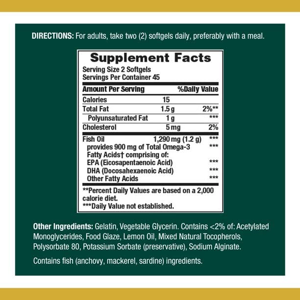 Nature's Bounty Fish Oil 1290 mg Mini Softgels - 180 Count - image 8