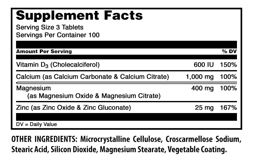 Amazing Formulas Calcium Magnesium Zinc with Vitamin D3 Supplement