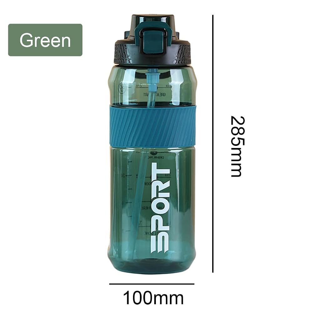 Generic 1500ml Gym Water Bottle with Straw & Scale