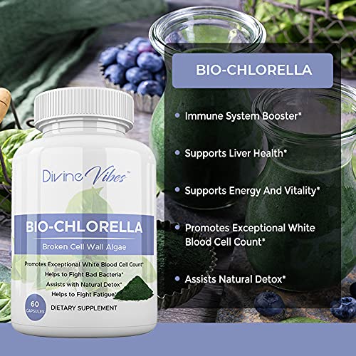 Divine Vibes Chlorella Spirulina Powder Capsules 500 mg - 60 Count - image 2