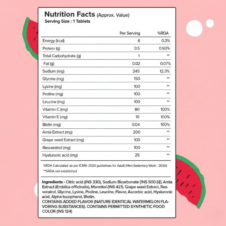 Collagen Builder Bubbly Effervescent Watermelon for Hydrated Skin - 15 Tablets - image 5