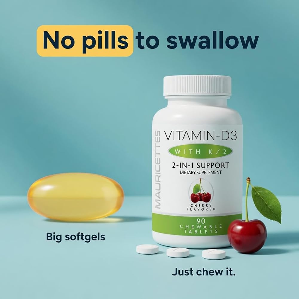 Mauricettes Vitamin D3 + K2 Chewable Tablets 2000 IU - 90 Tablets - image 2