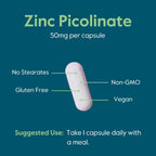 BESTVITE Zinc Picolinate 50mg Immune Support - 240 Vegetarian Capsules - image 5