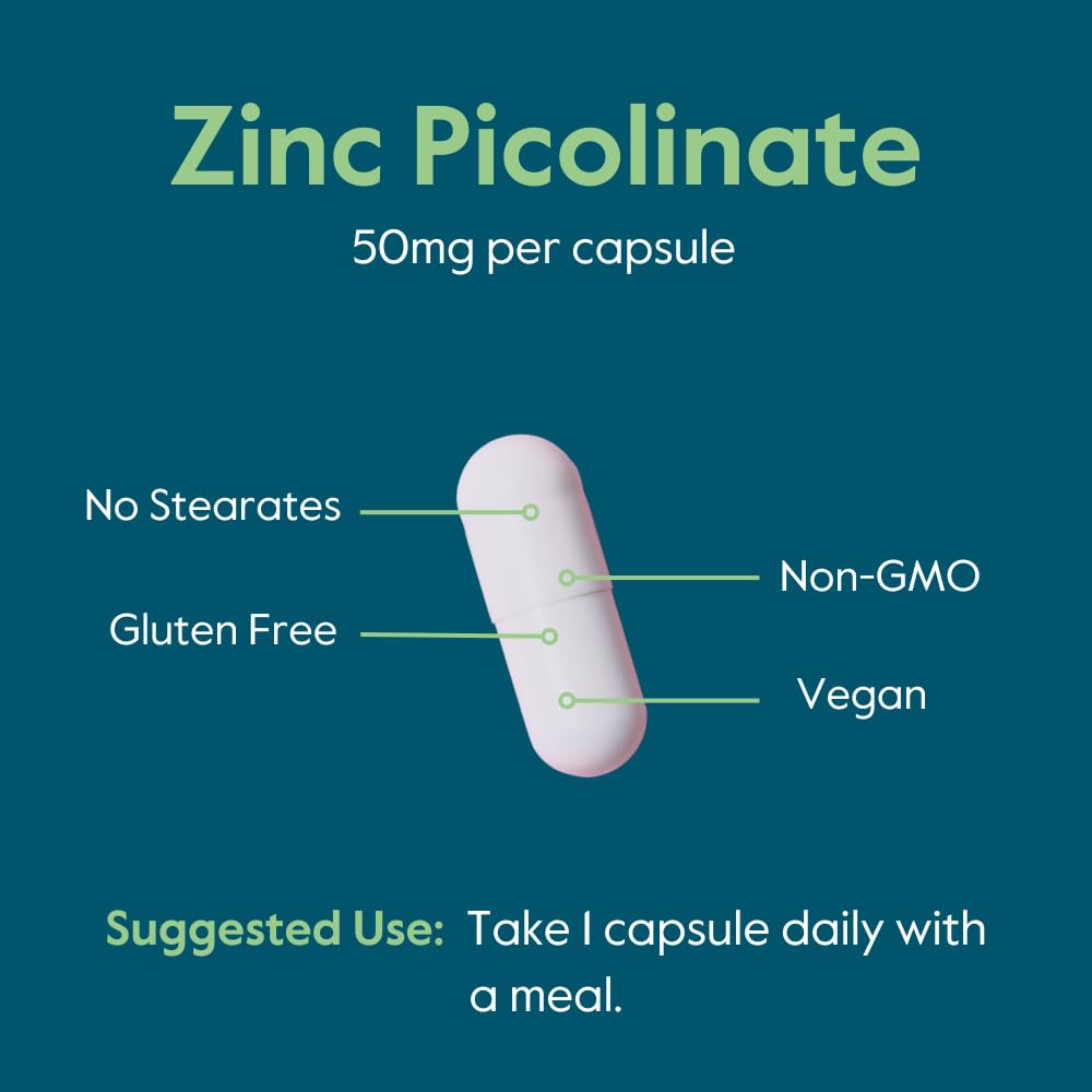 BESTVITE Zinc Picolinate 50mg Immune Support - 240 Vegetarian Capsules - image 5