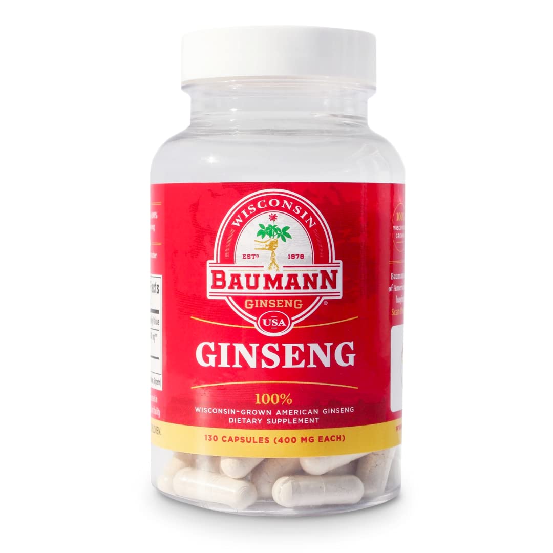Baumann Wisconsin Ginseng 400 mg Capsules for Energy - 130 Capsules