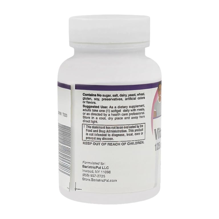 BariatricPal Vitamin D-3 125mcg (5000 IU) - Easy Swallow Vegetarian Softgels by