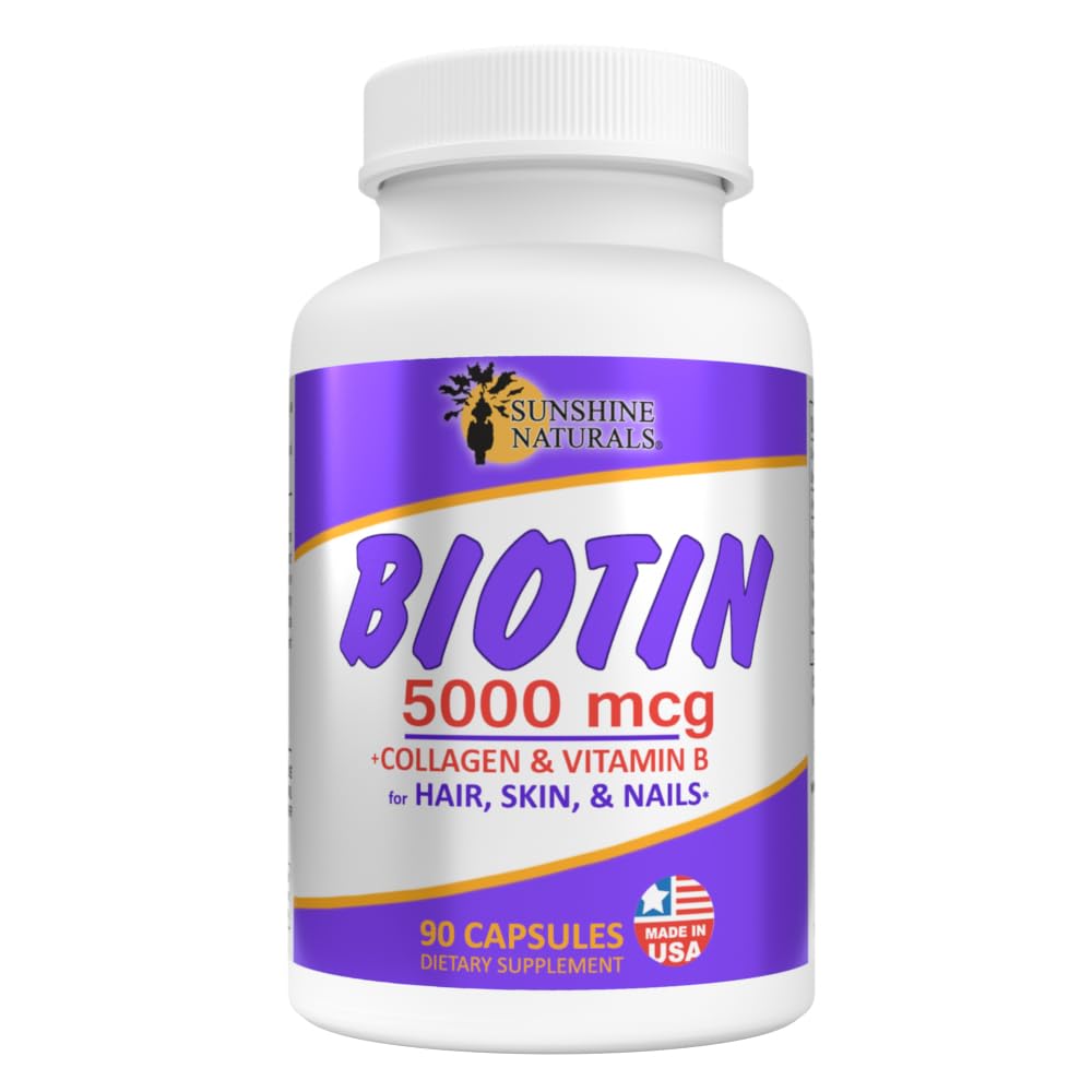 Sunshine Naturals Biotin. 5000 mcg. 90 Capsules