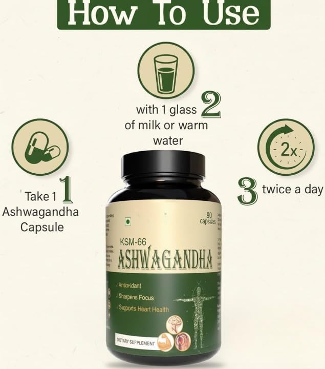 Ashwagandha KSM-66 Vegetarian Capsules for Stamina & Energy - 90 Capsules - image 4