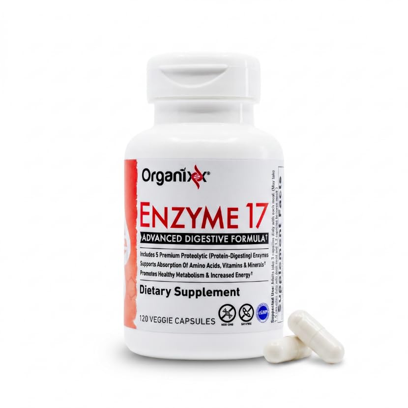 Organixx Enzyme 17 Digestive Enzymes for Gut Health - 120 Capsules