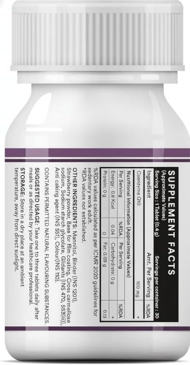 Generic CoQ10 100mg Ubiquinone Chewable Tablets for Energy - 30 Tablets - image 2
