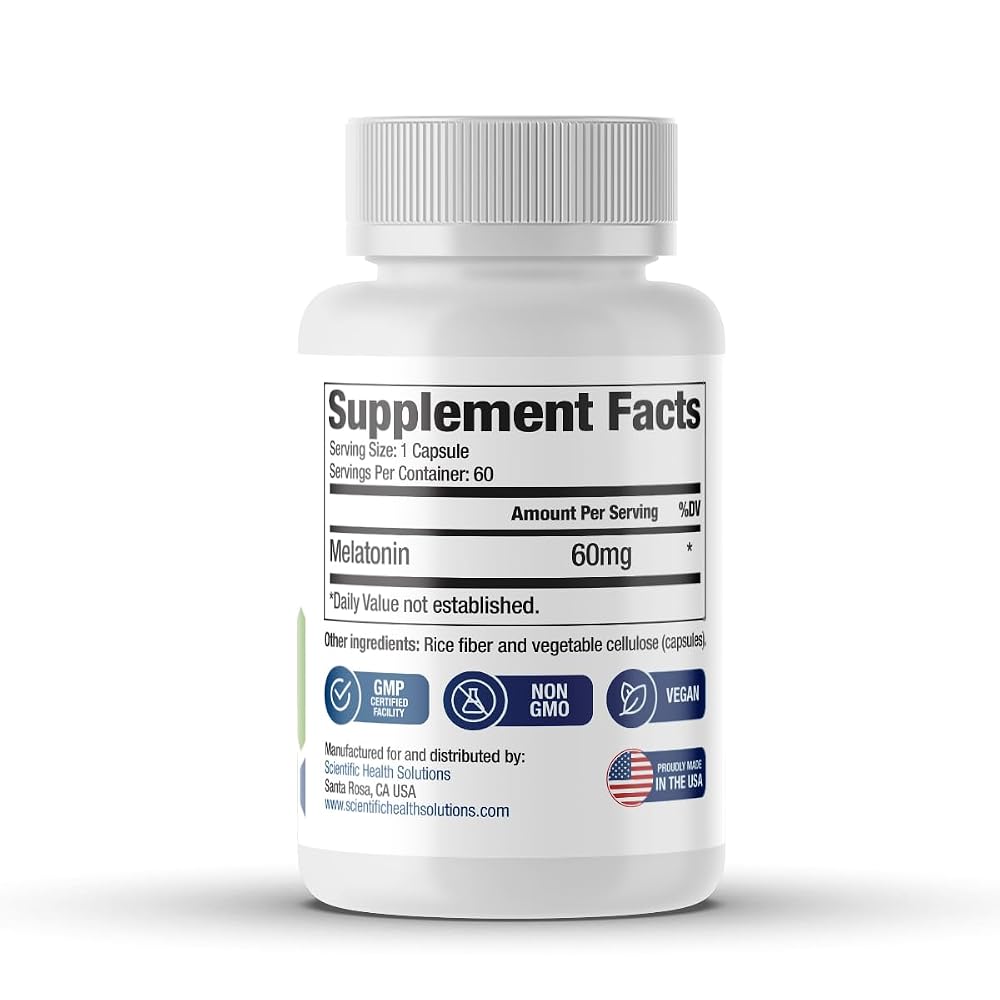 Scientific Health Solutions Melatonin 60mg Sleep Aid - 120 Capsules - image 10