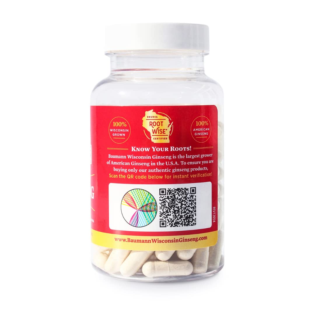 Baumann Wisconsin Ginseng 400 mg Capsules for Energy - 130 Capsules - image 2