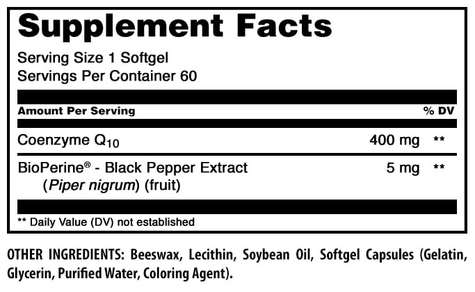 Amazing Nutrition CoQ10 with Bioperine 400 mg - 60 Softgels - image 4