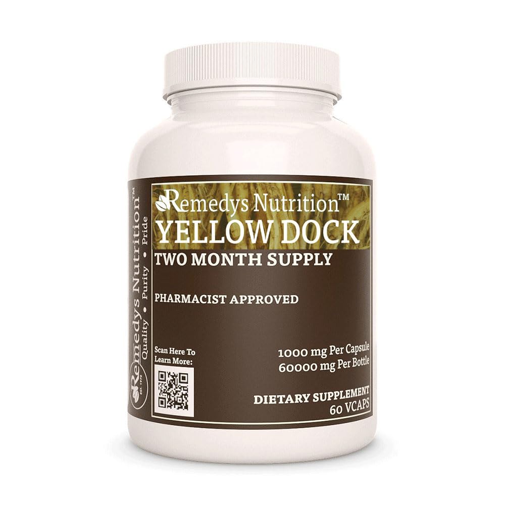 Remedy's Nutrition Yellow Dock Root 1000 mg - 60 Vegan Capsules
