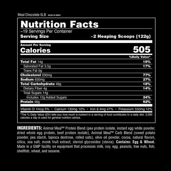Universal Nutrition Animal Meal - All Natural High Calorie Meal Shake