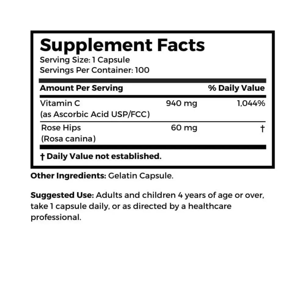 Dr Clark Vitamin C with Rose Hips 1000mg - 100 Capsules - image 2