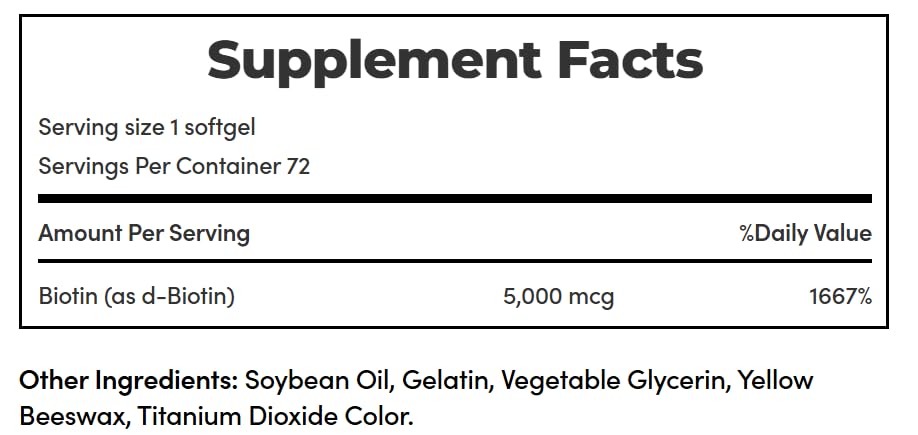 Nature's Bounty Biotin 5000 mcg Liquid Softgels - 360 Count - image 5