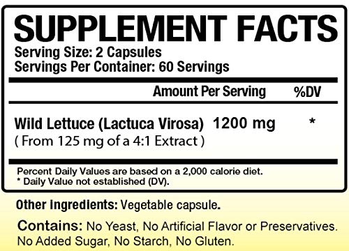 Biotech Nutritions Wild Lettuce Extract 1200 mg - 120 Vegetable Capsules - image 2