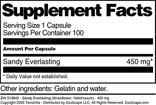 Terravita Sandy Everlasting Strawflower Helichrysum 450 mg - 100 Capsules - image 4