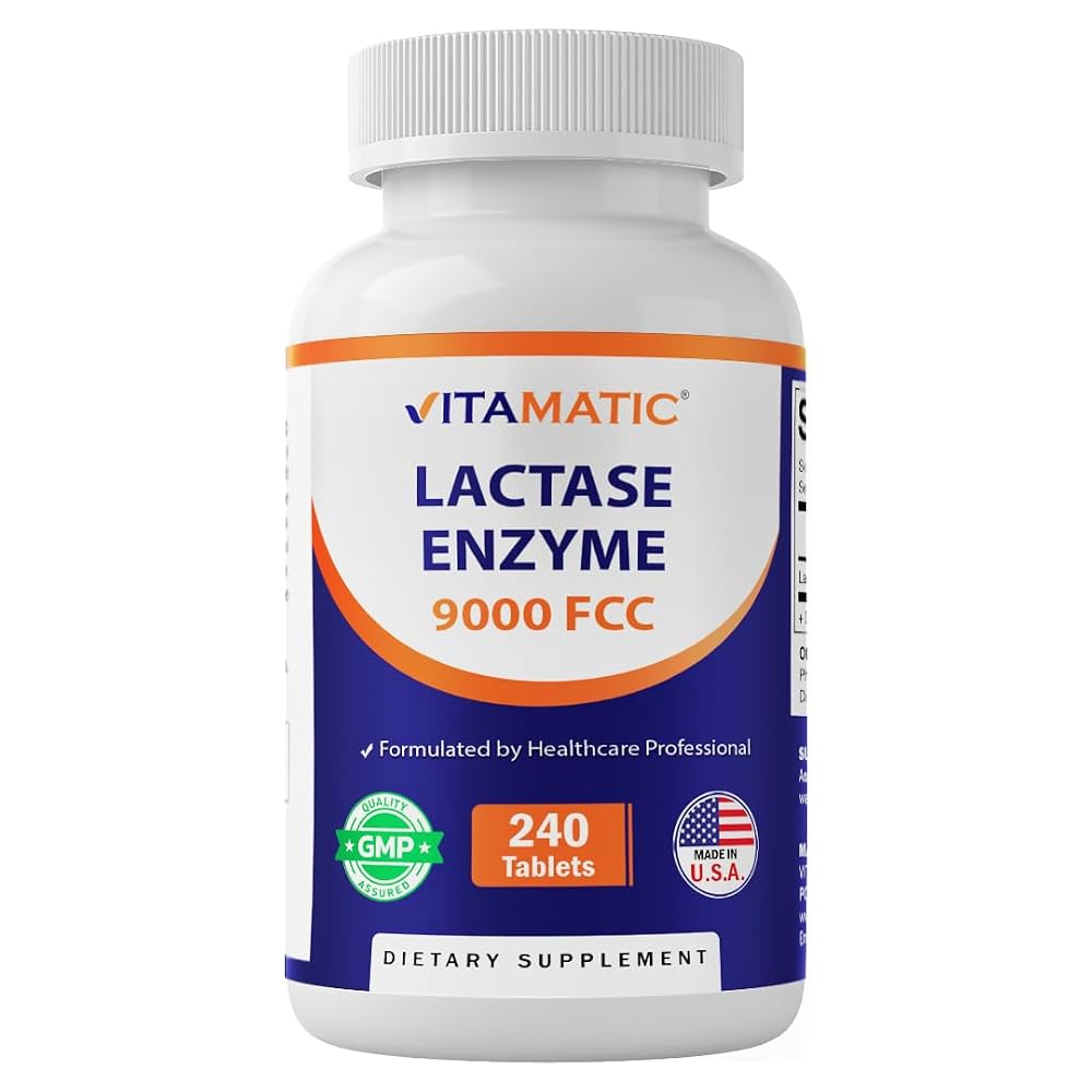 Vitamatic Lactase Enzyme 9000 FCC Lactose Intolerance Relief - 240 Tablets